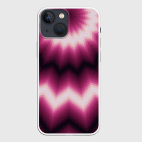 Чехол для iPhone 13 mini с принтом Черно пурпурный калейдоскоп ,  |  | абстрактный | бордовый | геометрический | зигзаг | калейдоскоп | модный | орнамент | современный | черный