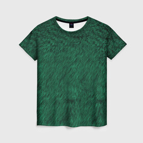 Женская футболка 3D с принтом Изумрудный мех , 100% полиэфир ( синтетическое хлопкоподобное полотно) | прямой крой, круглый вырез горловины, длина до линии бедер | изумруд | изумрудная текстура | изумрудная шуба | мех | паттерн | текстура | текстура меха | шуба