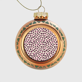 Стеклянный ёлочный шар с принтом Леопардовый принт розовый , Стекло | Диаметр: 80 мм | бежевый | леопард | леопардовый принт | молочный цвет | пятнистый | розовый