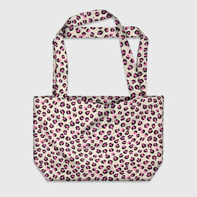 Пляжная сумка 3D с принтом Леопардовый принт розовый , 100% полиэстер | застегивается на металлическую кнопку; внутренний карман застегивается на молнию. Стенки укреплены специальным мягким материалом, чтобы защитить содержимое от несильных ударов
 | бежевый | леопард | леопардовый принт | молочный цвет | пятнистый | розовый
