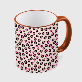 Кружка с полной запечаткой с принтом Леопардовый принт розовый , керамика | ёмкость 330 мл | бежевый | леопард | леопардовый принт | молочный цвет | пятнистый | розовый