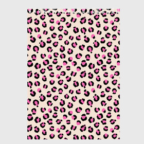 Скетчбук с принтом Леопардовый принт розовый , 100% бумага
 | 48 листов, плотность листов — 100 г/м2, плотность картонной обложки — 250 г/м2. Листы скреплены сверху удобной пружинной спиралью | бежевый | леопард | леопардовый принт | молочный цвет | пятнистый | розовый