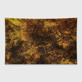 Флаг-баннер с принтом Желто-черная текстура камня  , 100% полиэстер | размер 67 х 109 см, плотность ткани — 95 г/м2; по краям флага есть четыре люверса для крепления | вулканический | желтый | камень | модный | мрамор | мраморный узор | текстура камня | черный мрамор