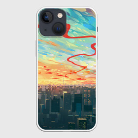 Чехол для iPhone 13 mini с принтом Токио красками ,  |  | акварелью | аниме | ветер | город | закат | здания | красками | мегаполис | облака | постройки | рассвет | стиль | столица | токио | тучи | япония
