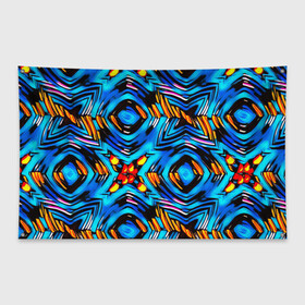 Флаг-баннер с принтом Желто-синий абстрактный узор  , 100% полиэстер | размер 67 х 109 см, плотность ткани — 95 г/м2; по краям флага есть четыре люверса для крепления | геометрический | желтый | модный | плетение | синий | современный | яркий синий
