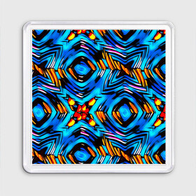 Магнит 55*55 с принтом Желто-синий абстрактный узор  , Пластик | Размер: 65*65 мм; Размер печати: 55*55 мм | Тематика изображения на принте: геометрический | желтый | модный | плетение | синий | современный | яркий синий