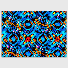 Поздравительная открытка с принтом Желто-синий абстрактный узор  , 100% бумага | плотность бумаги 280 г/м2, матовая, на обратной стороне линовка и место для марки
 | геометрический | желтый | модный | плетение | синий | современный | яркий синий