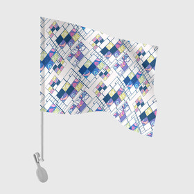 Флаг для автомобиля с принтом Этнический узор пэчворк  , 100% полиэстер | Размер: 30*21 см | абстрактный | белый и синий | геометрический | заплатки | популярный | современный | этнический