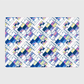 Магнитный плакат 3Х2 с принтом Этнический узор пэчворк  , Полимерный материал с магнитным слоем | 6 деталей размером 9*9 см | абстрактный | белый и синий | геометрический | заплатки | популярный | современный | этнический