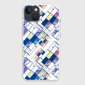 Чехол для iPhone 13 с принтом Этнический узор пэчворк ,  |  | абстрактный | белый и синий | геометрический | заплатки | популярный | современный | этнический