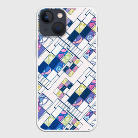 Чехол для iPhone 13 mini с принтом Этнический узор пэчворк ,  |  | абстрактный | белый и синий | геометрический | заплатки | популярный | современный | этнический