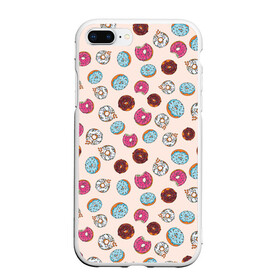 Чехол для iPhone 7Plus/8 Plus матовый с принтом Пончики донаты паттерн , Силикон | Область печати: задняя сторона чехла, без боковых панелей | десерт | донаты | еда | паттерн | пончики | розовый | сладкое | шоколадный