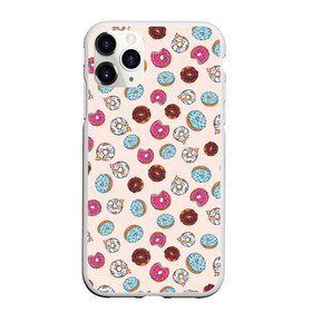 Чехол для iPhone 11 Pro матовый с принтом Пончики донаты паттерн , Силикон |  | десерт | донаты | еда | паттерн | пончики | розовый | сладкое | шоколадный
