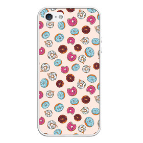 Чехол для iPhone 5/5S матовый с принтом Пончики донаты паттерн , Силикон | Область печати: задняя сторона чехла, без боковых панелей | десерт | донаты | еда | паттерн | пончики | розовый | сладкое | шоколадный