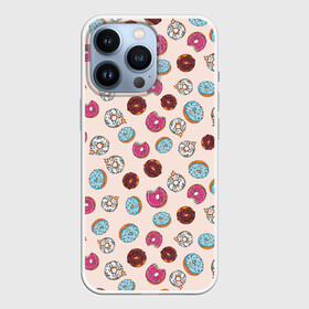 Чехол для iPhone 13 Pro с принтом Пончики донаты паттерн ,  |  | десерт | донаты | еда | паттерн | пончики | розовый | сладкое | шоколадный