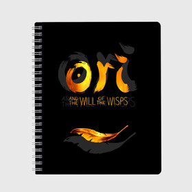 Тетрадь с принтом Ori and the Will of the Wisps , 100% бумага | 48 листов, плотность листов — 60 г/м2, плотность картонной обложки — 250 г/м2. Листы скреплены сбоку удобной пружинной спиралью. Уголки страниц и обложки скругленные. Цвет линий — светло-серый
 | adventure | computer game | golden feather | ori | ori and the will of the wisps | spirit of the forest | дух леса | золотое перо | компьютерная игра | ори | ори и блуждающие огоньки | приключения