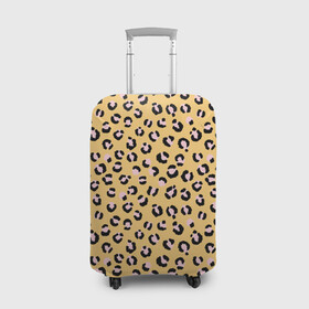 Чехол для чемодана 3D с принтом Желтый леопардовый принт , 86% полиэфир, 14% спандекс | двустороннее нанесение принта, прорези для ручек и колес | желтый | леопардовый принт | паттерн | пятна | пятнистый | розовый | текстура