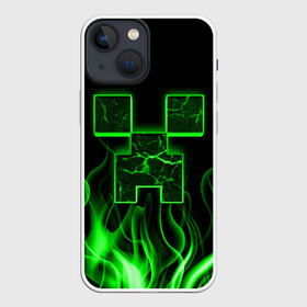 Чехол для iPhone 13 mini с принтом MINECRAFT TEXTURE FIRE ,  |  | creeper | fire | game | minecraft | железо | игра | компьютерная | крипер | криппер | майн | майнкрафт | огонь | пламя | текстура