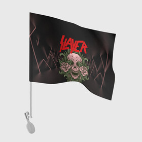 Флаг для автомобиля с принтом SLAYER | УБИЙЦА (Z) , 100% полиэстер | Размер: 30*21 см | rock | slayer | грув метал | джеф ханнем | керри кинг | ню метал | рок | трэш метал