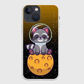 Чехол для iPhone 13 mini с принтом ЕНОТ АСТРОНАВТ |  ЛУННЫЙ ЕНОТ (Z) ,  |  | Тематика изображения на принте: animal | coon | raccoon | zoo | енот | енот астронавт | енотик | животные | лунный енот | полосатый | полоскун | ракун