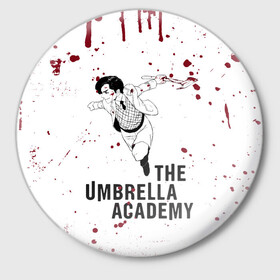 Значок с принтом Number 5 | The Umbrella Academy (Z) ,  металл | круглая форма, металлическая застежка в виде булавки | 5 | dark horse comics | netflix | number 5 | the umbrella academy | umbrella | академия амбрелла | комикс | комильфо | номер 5 | реджинальд харгривз | харгривз | хэйзел