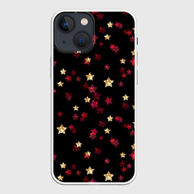 Чехол для iPhone 13 mini с принтом Блестящие звезды на черном ,  |  | абстрактный | блеск | детский | женский | звезды | золото | золотые звезды