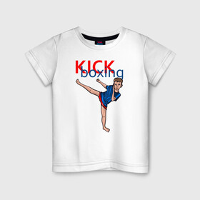 Детская футболка хлопок с принтом Кикбокс , 100% хлопок | круглый вырез горловины, полуприлегающий силуэт, длина до линии бедер | бокс | единоборства | кикбоксинг | спорт. | удар