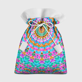 Подарочный 3D мешок с принтом разноцветный калейдоскоп  , 100% полиэстер | Размер: 29*39 см | детский | женский | калейдоскоп | круглый | орнамент | розовый | этнический