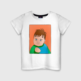 Детская футболка хлопок с принтом СЭМ ГРИНЕР - Success kid , 100% хлопок | круглый вырез горловины, полуприлегающий силуэт, длина до линии бедер | instagram | vk | you tube | в контакте | вк | инстаграм | мем | прикол | сэм гринер | успешный ребенок | ютуб