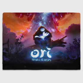 Плед 3D с принтом Ori and the Will of the Wisps , 100% полиэстер | закругленные углы, все края обработаны. Ткань не мнется и не растягивается | adventure | asleep | forest spirit | naru | night | ori and the will of the wisps | orient | pc game | volcanic eruption | дух леса | извержение вулкана | компьютерная игра | нару | ночь | ори | ори и блуждающие огоньки | приключения | спит