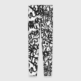 Леггинсы 3D с принтом Graffiti black on white , 80% полиэстер, 20% эластан | Эластичный пояс, зауженные к низу, низкая посадка | абстракция | граффити | надписи | надписи текстура | паттерн граффити | текстура | текстура граффити | шрифт