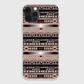 Чехол для iPhone 12 Pro Max с принтом Полосатый этнический орнамент  , Силикон |  | абстрактный | геометрические фигуры | коричневый | полосатый узор | полосы | черный и коричневый | этнический