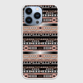 Чехол для iPhone 13 Pro с принтом Полосатый этнический орнамент ,  |  | абстрактный | геометрические фигуры | коричневый | полосатый узор | полосы | черный и коричневый | этнический