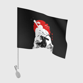 Флаг для автомобиля с принтом Берсерк силуэт Гатса , 100% полиэстер | Размер: 30*21 см | berserk | аниме | берсерк | бирсерк | гатс | гатц | клеймо