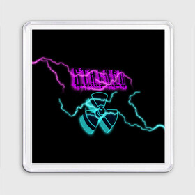 Магнит 55*55 с принтом STALKER LIGHTNING STRIKE , Пластик | Размер: 65*65 мм; Размер печати: 55*55 мм | Тематика изображения на принте: game | neon | stalker | stalker 2 | зона | игра | молния | неон | радиация | сталкер | сталкер 2 | чернобыль
