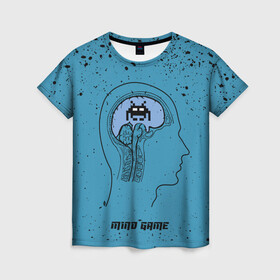 Женская футболка 3D с принтом Space Invaders | Mind Game (Z) , 100% полиэфир ( синтетическое хлопкоподобное полотно) | прямой крой, круглый вырез горловины, длина до линии бедер | dendy | invaders | nintendo | shootem up | денди | захватчики | космические захватчики | су имбэ | чужаки