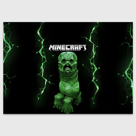 Поздравительная открытка с принтом CREEPER 3D | MINECRAFT 3D (Z) , 100% бумага | плотность бумаги 280 г/м2, матовая, на обратной стороне линовка и место для марки
 | block | creeper | cube | minecraft | minecraft nature | minecraft skin | minectaft skins | mobs | pixel | tnt | underground | блок | геометрия | крафт | крипер | кубики | майнкрафт | пиксели | тнт