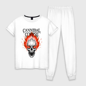 Женская пижама хлопок с принтом Cannibal Corpse | Труп Каннибала (Z) , 100% хлопок | брюки и футболка прямого кроя, без карманов, на брюках мягкая резинка на поясе и по низу штанин | cannibal | cannibal corpse | corpse | death metal | deathgrind | алекс уэбстер | брутальный дэт метал | дэт метал | дэтграйнд | пол мазуркевич | роб барретт | труп каннибала