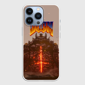 Чехол для iPhone 13 Pro с принтом DOOM | ДУМ (Z) ,  |  | Тематика изображения на принте: demons | devil | doom | doom eternal | doom slayer | doomguy | hell | slayer | ад | вега | демоны | дум | икона греха | какодемон | манкубус | солдат рока | элементаль боли