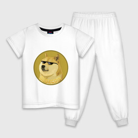 Детская пижама хлопок с принтом Dogecoin , 100% хлопок |  брюки и футболка прямого кроя, без карманов, на брюках мягкая резинка на поясе и по низу штанин
 | crypto | cryptocurrency | dogecoin | криптовалюта | мемы | собакомонета | экономика