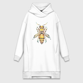 Платье-худи хлопок с принтом Акварельная пчела ,  |  | bee | акварель | акварельная пчела | большая пчела | насекомое | пчела | реалистичная пчела
