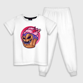 Детская пижама хлопок с принтом Зомби кекс , 100% хлопок |  брюки и футболка прямого кроя, без карманов, на брюках мягкая резинка на поясе и по низу штанин
 | zombie | зомби | кекс | сладости | хэллоун