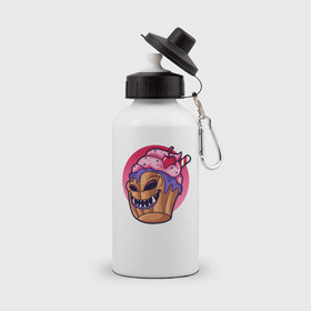 Бутылка спортивная с принтом Зомби кекс , металл | емкость — 500 мл, в комплекте две пластиковые крышки и карабин для крепления | zombie | зомби | кекс | сладости | хэллоун