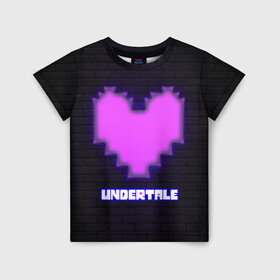 Детская футболка 3D с принтом UNDERTALE PURPLE HEART , 100% гипоаллергенный полиэфир | прямой крой, круглый вырез горловины, длина до линии бедер, чуть спущенное плечо, ткань немного тянется | sans | undertale | андертале | андертейл | игра | подземная история | подземная сказка | санс | сердце | ундертале