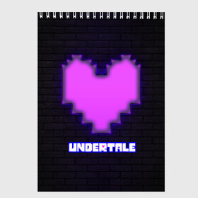 Скетчбук с принтом UNDERTALE PURPLE HEART , 100% бумага
 | 48 листов, плотность листов — 100 г/м2, плотность картонной обложки — 250 г/м2. Листы скреплены сверху удобной пружинной спиралью | Тематика изображения на принте: sans | undertale | андертале | андертейл | игра | подземная история | подземная сказка | санс | сердце | ундертале