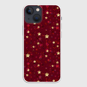 Чехол для iPhone 13 mini с принтом Россыпи золотых звезд ,  |  | блеск | блестящий | детский | звезды | золото | золотой и красный | красный | модный