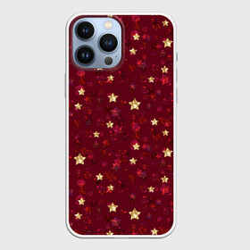 Чехол для iPhone 13 Pro Max с принтом Россыпи золотых звезд ,  |  | блеск | блестящий | детский | звезды | золото | золотой и красный | красный | модный