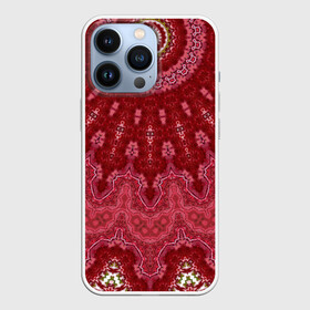 Чехол для iPhone 13 Pro с принтом Красно розовый калейдоскоп ,  |  | восточный | калейдоскоп | красный | красный калейдоскоп | круглый орнамент | орнамент | этнический