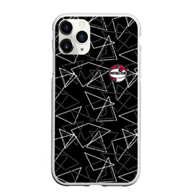 Чехол для iPhone 11 Pro матовый с принтом Черно-белый геометрический  , Силикон |  | Тематика изображения на принте: абстрактный | аппликация | геометрический | модный | треугольники | футбол | футбольный клуб | черно белый | черный фон