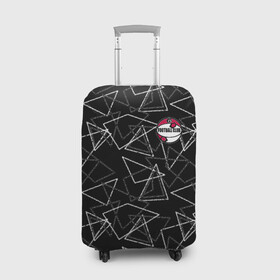 Чехол для чемодана 3D с принтом Черно-белый геометрический  , 86% полиэфир, 14% спандекс | двустороннее нанесение принта, прорези для ручек и колес | абстрактный | аппликация | геометрический | модный | треугольники | футбол | футбольный клуб | черно белый | черный фон